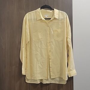 J. Jill Button Down Long Sleeve 100% Tencel Blouse Sunlight-Size Medium